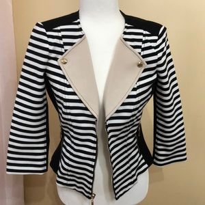 WHBM 3/4 sleeve stripe ponte moto jacket. Size 4